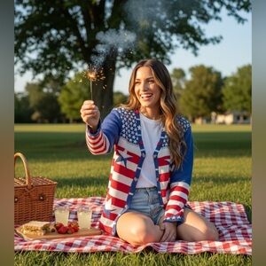 Storybook Knits - Patriotic American Flag Cardigan, L‎